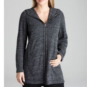 Eileen Fisher Terrazzo Stretch Ripple Zip Up Italian Knit Duster Cardigan Coat M